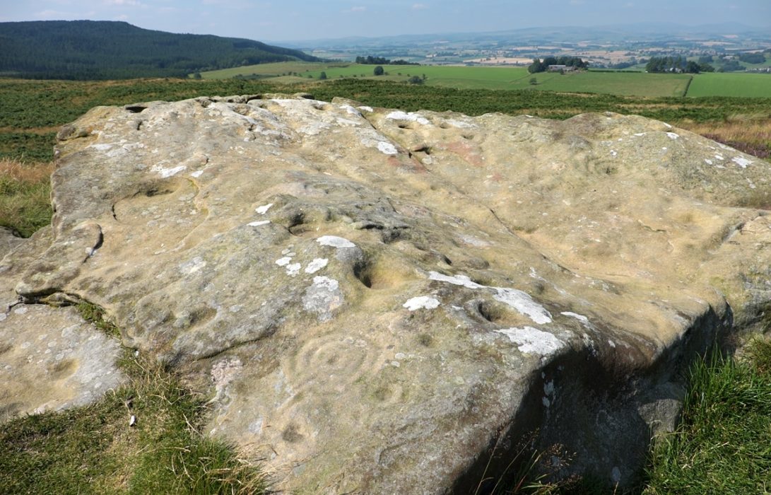 4 Prehistoric Markings On A Boulder At Lordenshaw