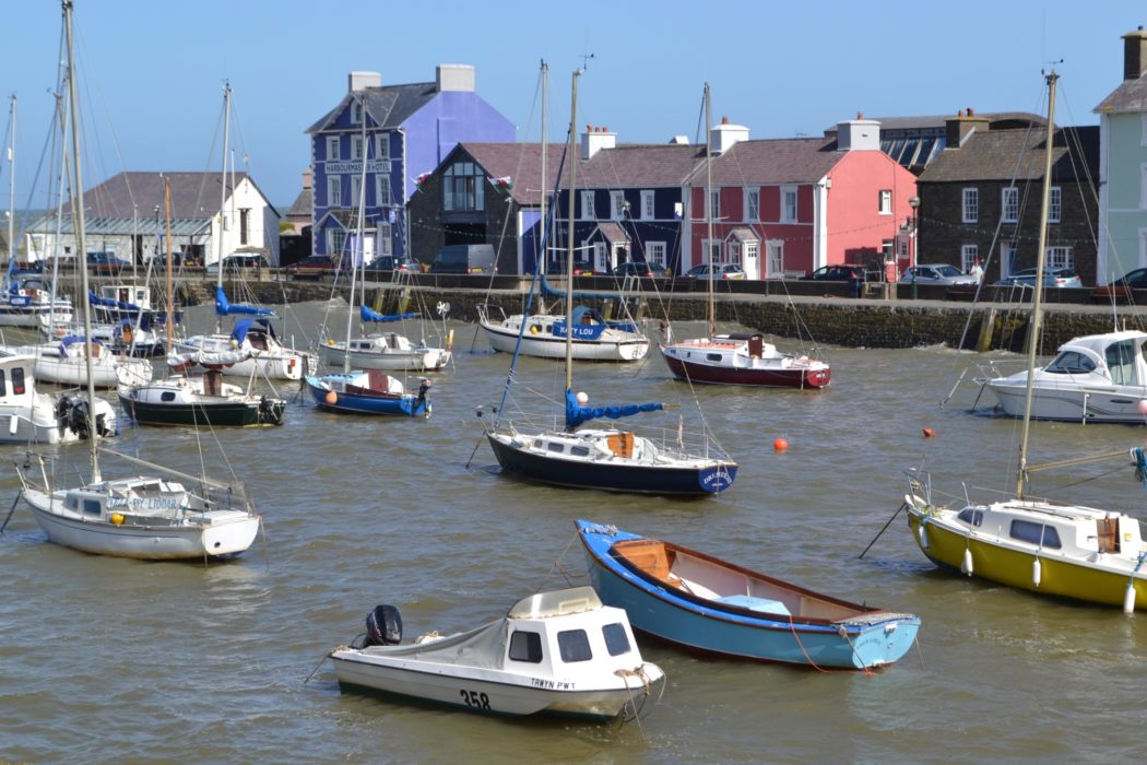 The colourful buildings and boats at Aberaeron