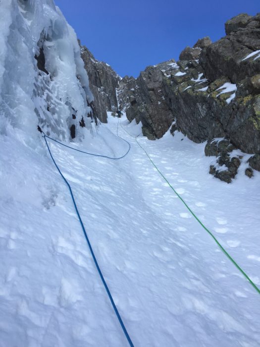 The gully leads you upwards, enclosed by steep walls