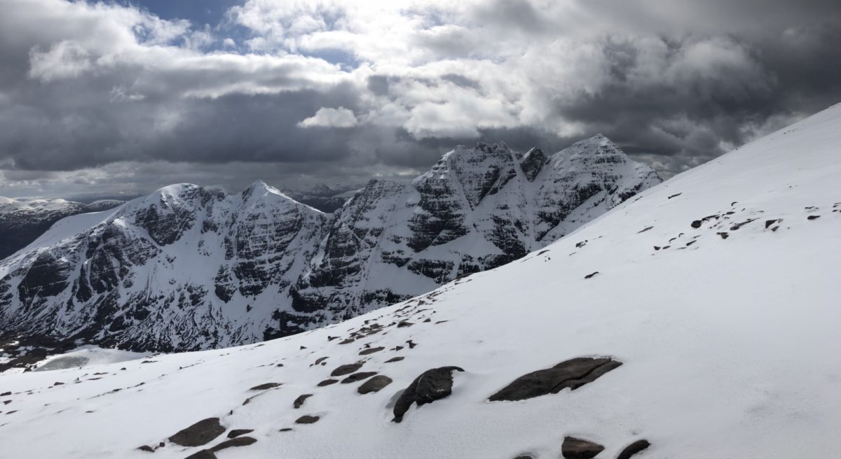 The line of the An Teallach traverse lays behind us
