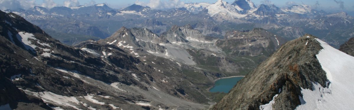 13 Climbers From France Approaching Becca Della Traversiere