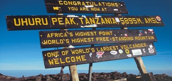 049 Sign Board At Uhuru Peak On The Roof Of Africa The Goal Of Many