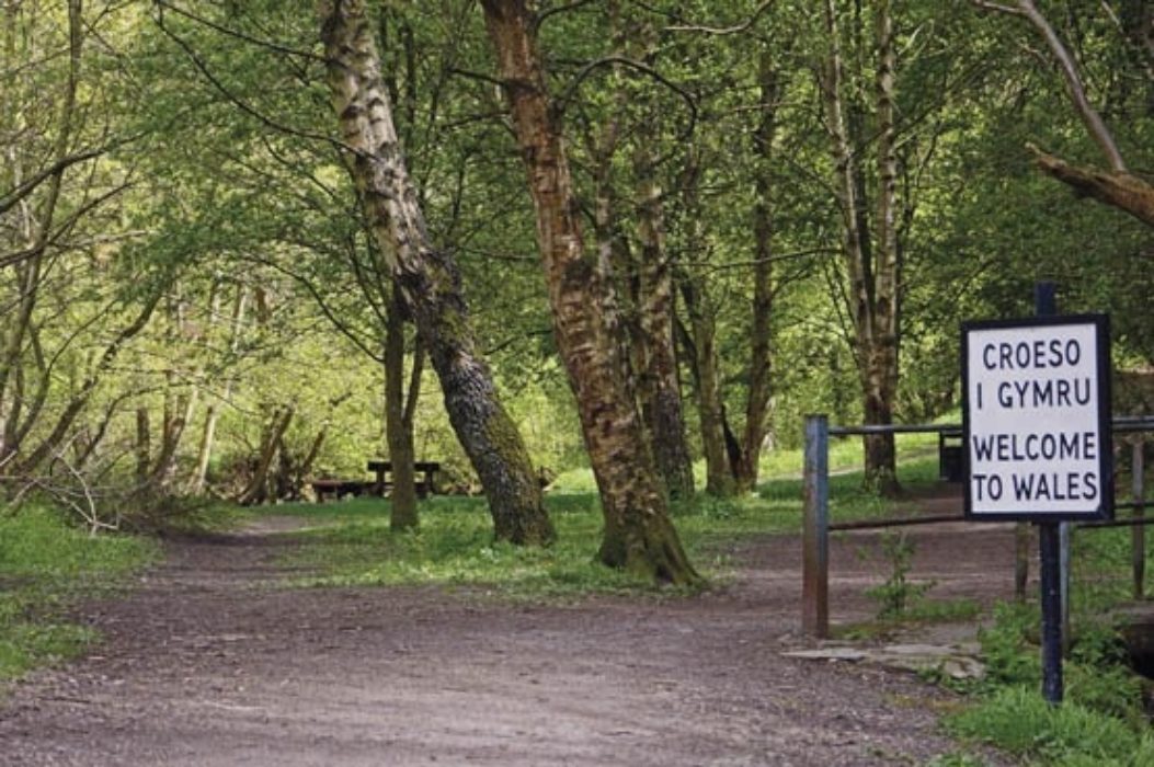 ‘Welcome to Wales’ – a notice outside Knighton, the town where Glyndŵr’s Way starts