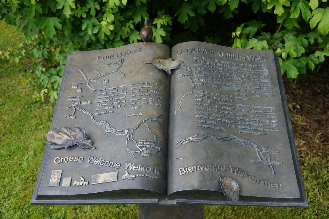 Imaginative trail furniture where the trail coincides with the Ann Griffiths Walk.