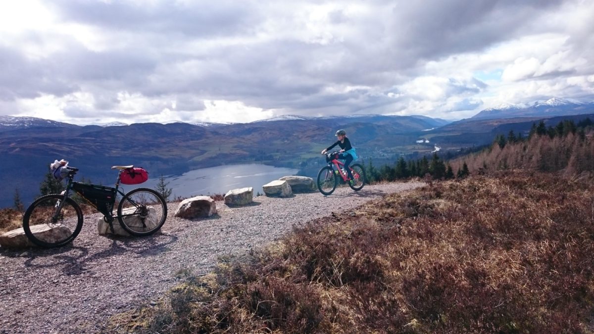 High above Loch Ness on the Great Glen Way, another intermediate bikepacking route