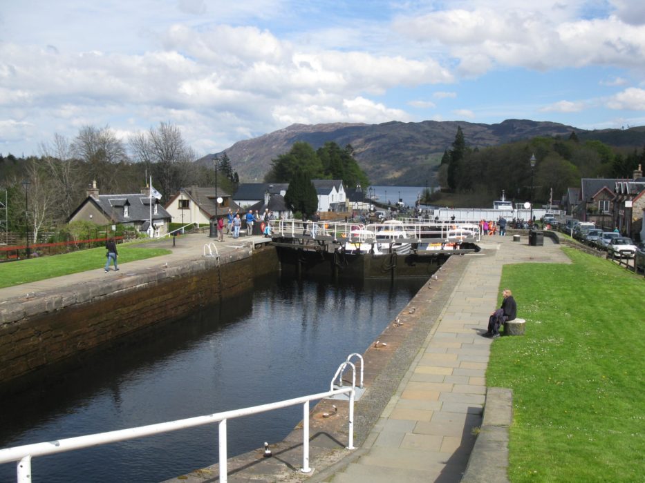 Locks at Fort Augustus where the canal flows into Loch ness