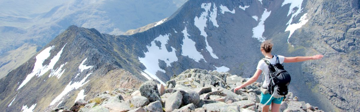 Preparing to begin Ben Nevis' Carn Mor Dearg arete