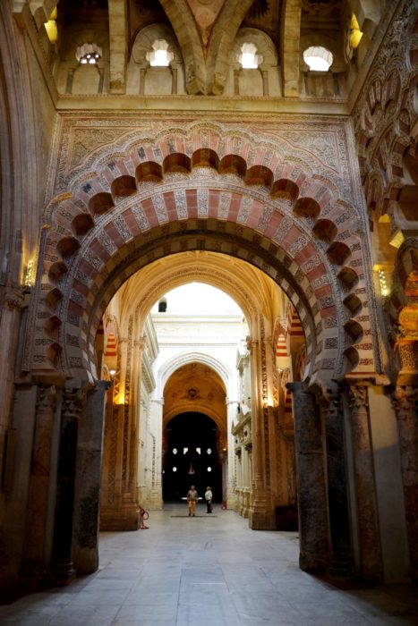 Beautiful Moorish architecture in the Mezquita of Cordoba