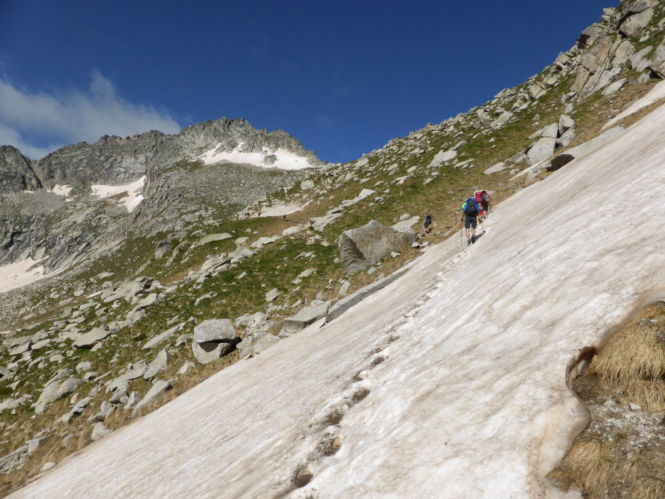 Crossing more snow on the way towards Col de Monestero