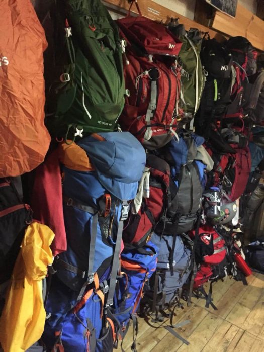 Walkers’ rucksacks at Refugio del Estany Llong