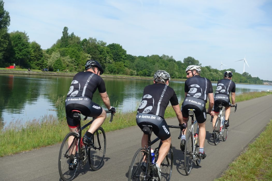 Cyclists beside the Albert Canal