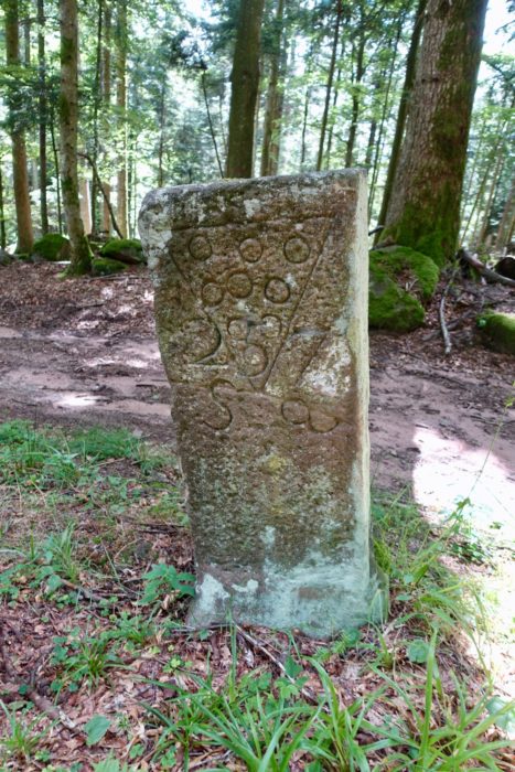 Roman milestone (borne) in Vosges mountains