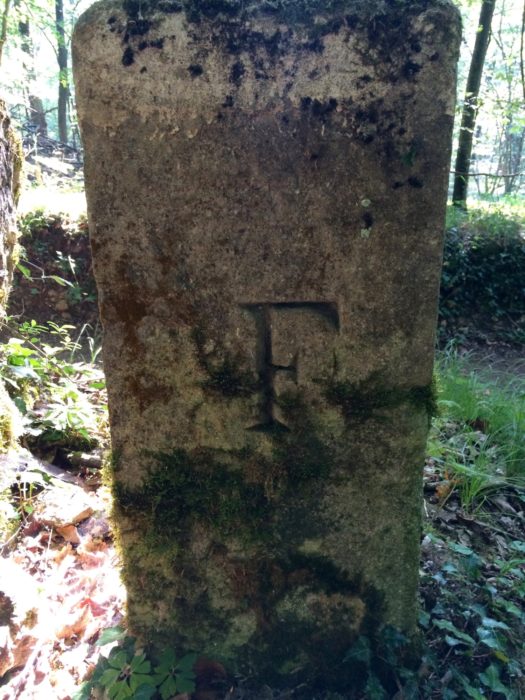 Western side of old border stone (with F for France)