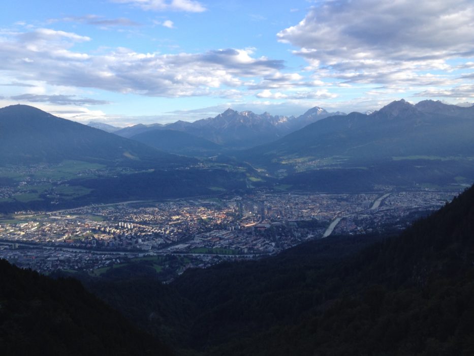 A view south to the Stubai Alps from the slopes of the Nordkette