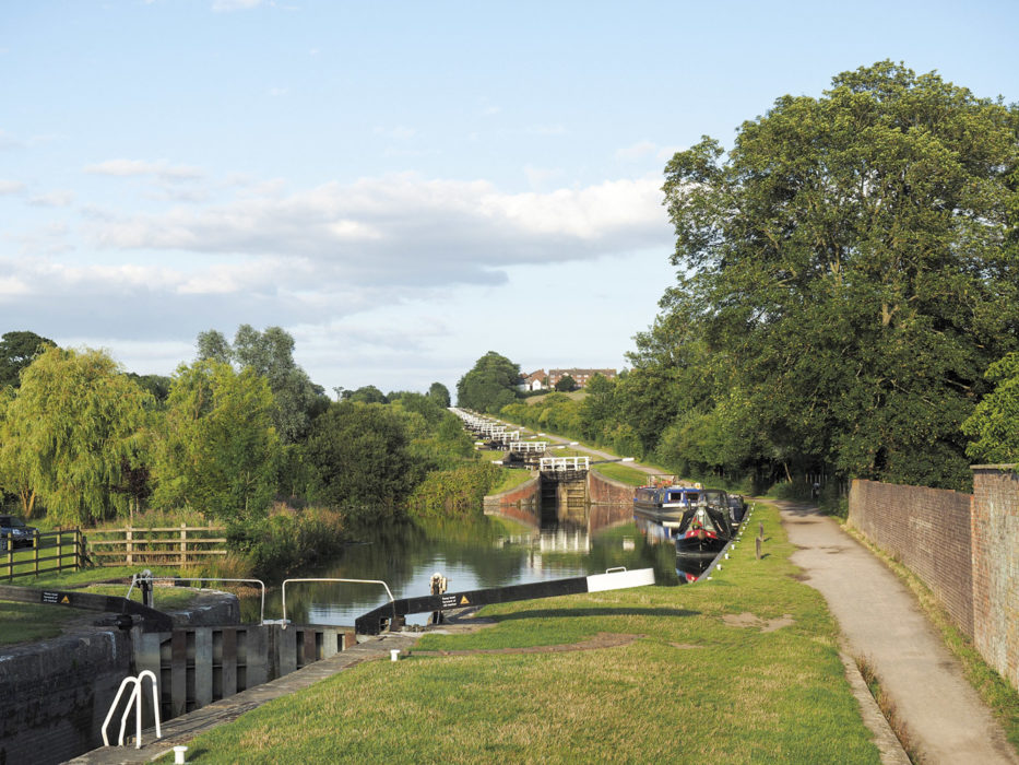 The impressive Caen Hill flight of locks on the Kennet and Avon Canal