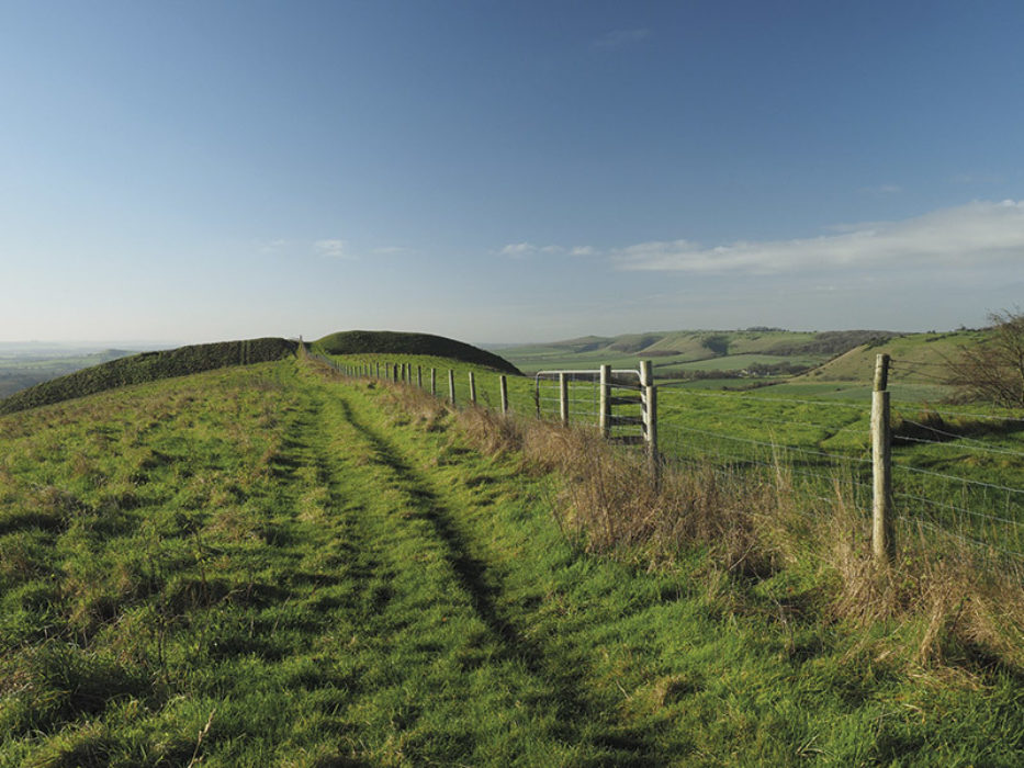 Along Oare Hill towards the earthworks of the Giant's Grave