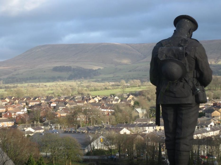 View of Pendle from Clitheroe Castle and War Memorial