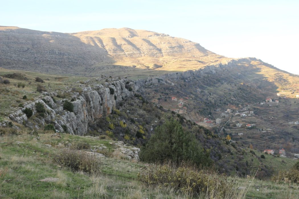 En route to Faraya, the trail climbed easily atop the cliff