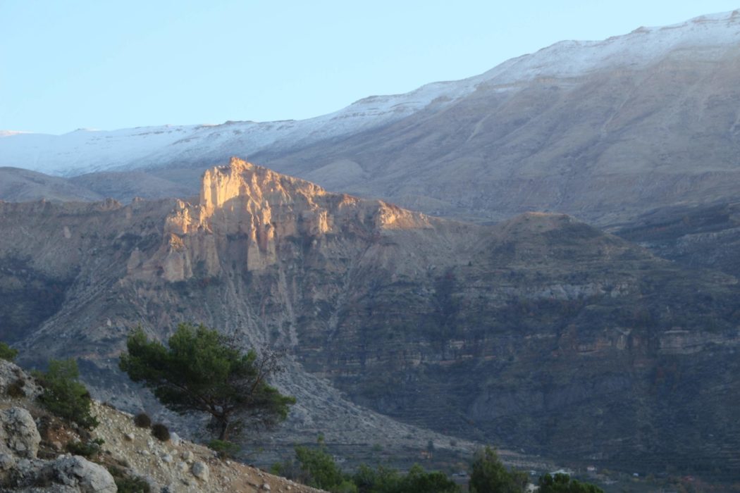 Limestone cliffs at sunset