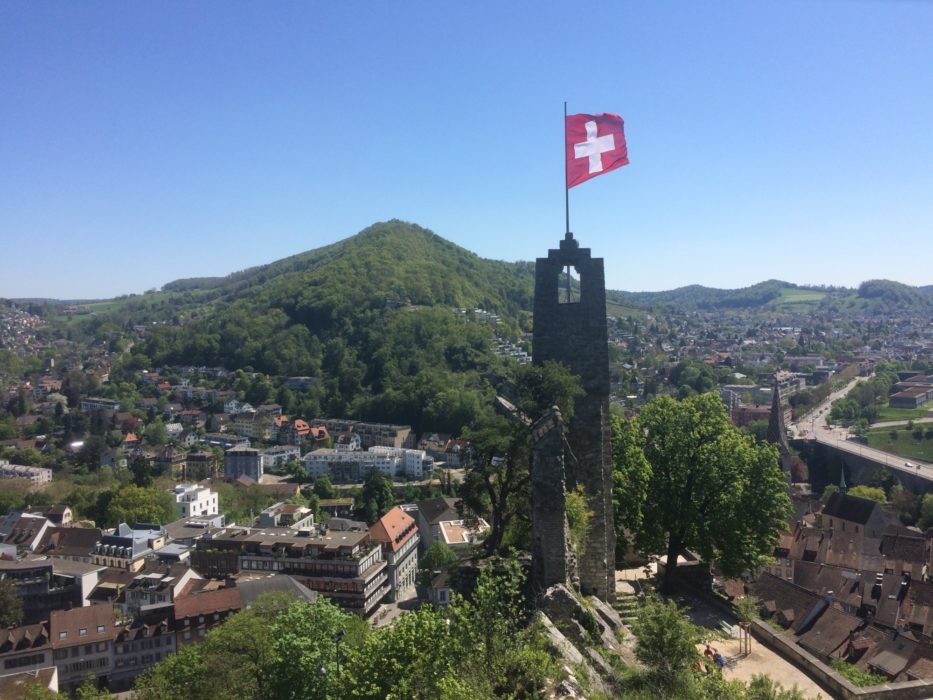 002 The town of Baden, looking east over the Burghorn (859m) ridgeline (Stage 1)