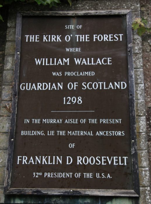 Plaque at the the Kirk o’ the Forest graveyard, Selkirk