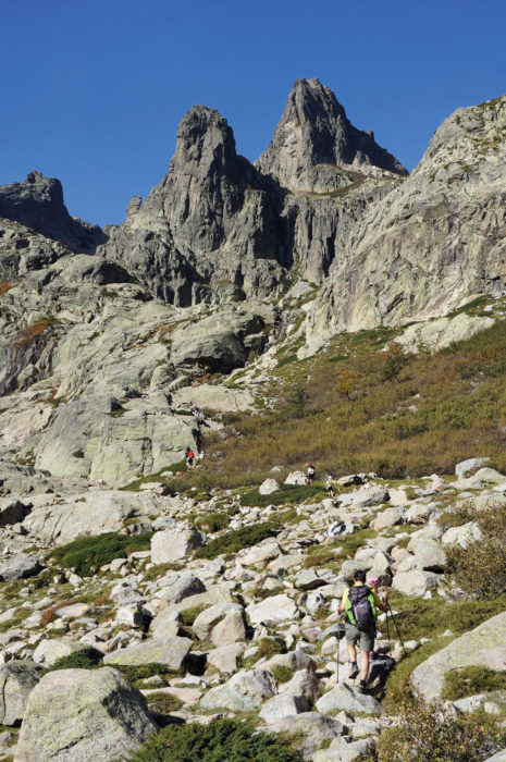 On a very rugged link route from Grotelle to the Breche de Capitellu on Corsica's GR20 photo Paddy Dillon