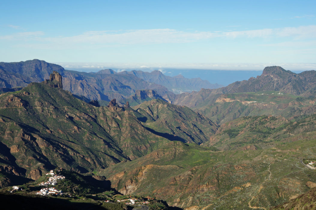 Looking past the village of Tejeda from Monte Constantino