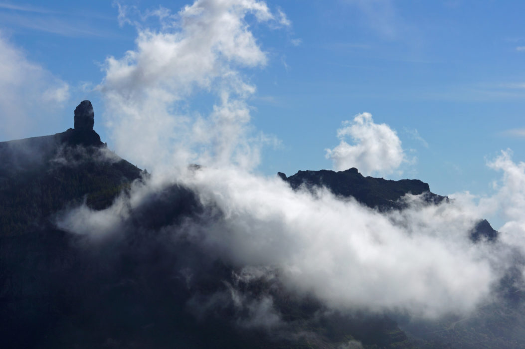 The misty crest of Gran Canaria and the prominent Roque Nublo