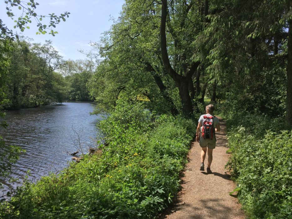 Walker on Derwent Valley Heritage Way in Derbyshire