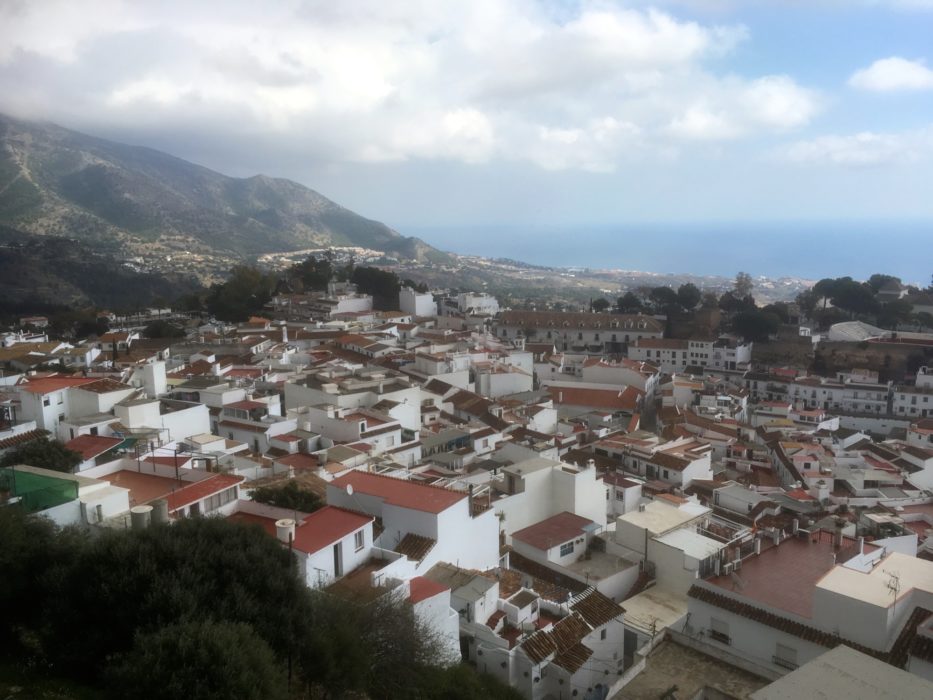 The jumbled roofs of Mijas and the sea beyond