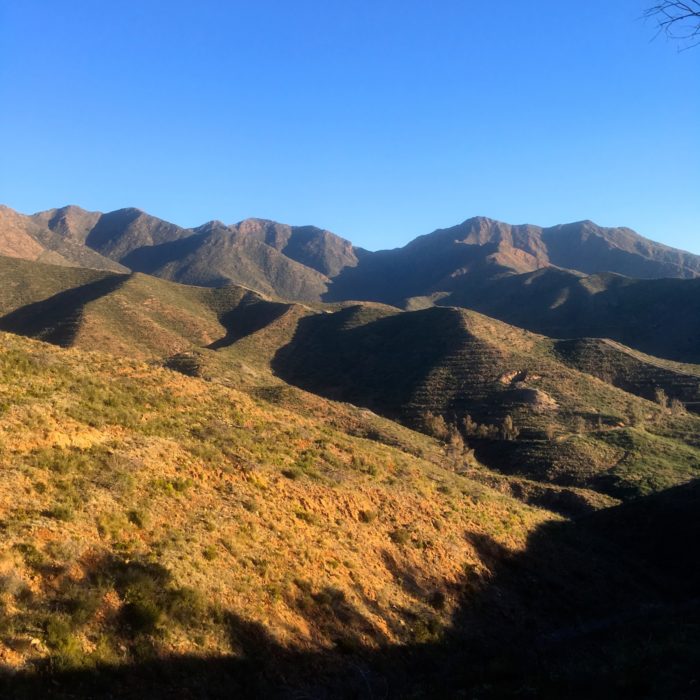 The mountains east of Ojen denuded by forest fire