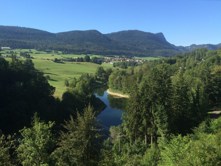 018 View from the railway bridge overlooking the river L'Orbe near the Fort Pre-Giroud