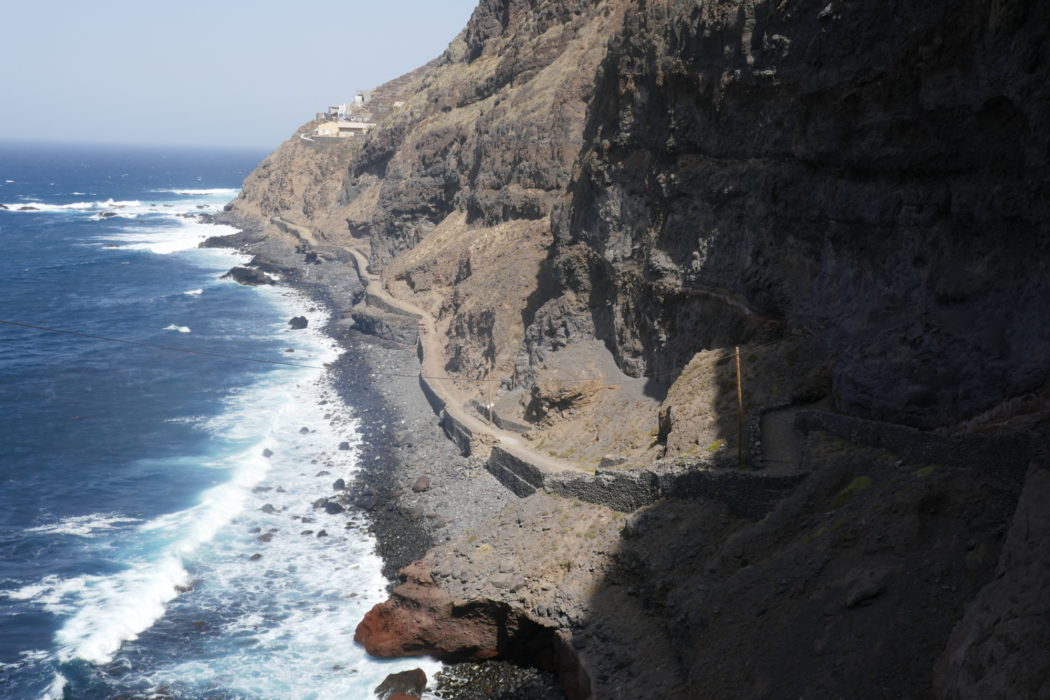 4-17 The coastal footpath between Porta do Sol and Cruzinha is cut into sea cliffs of volcanic rock