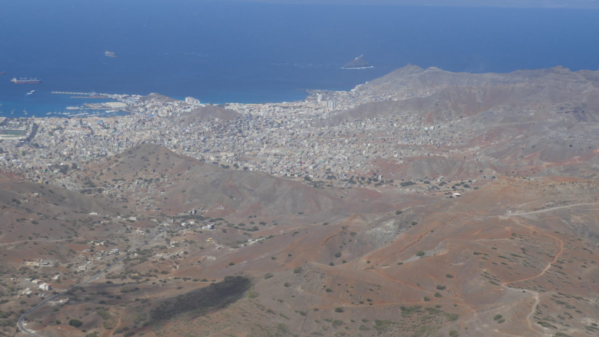 5-20 From the top of Monte Verde (750m) on Sao Vicente island there is a fine view over Mindelo