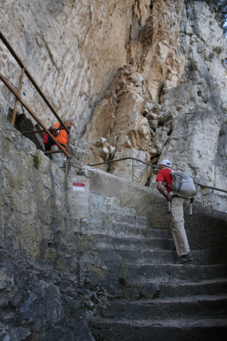 Steps up the chasm from Campione on the industrial archaeology trail