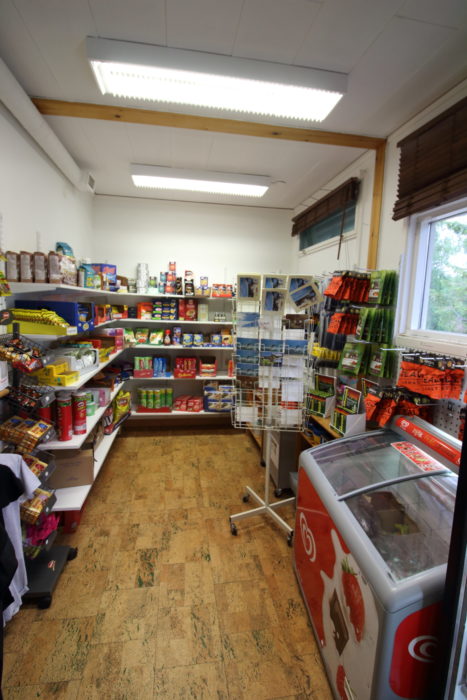 Well stocked butik at Kvikkjokk Fjällstation, the only shop in town!