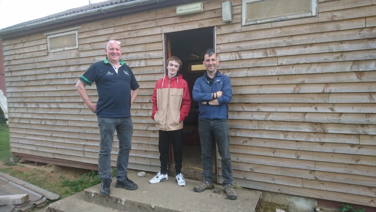 Teacher Ian and student William from Abroath Academy, with Ian Pert of the Hedzup charity