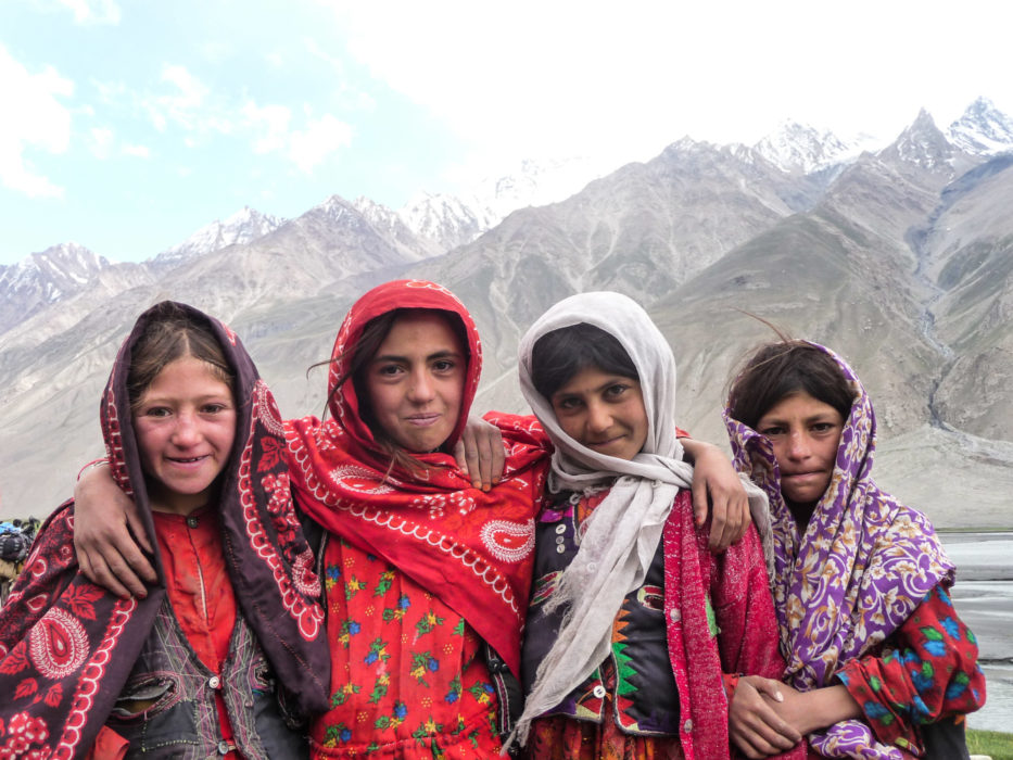 Wakhi school girls on their way to school, a 5km walk