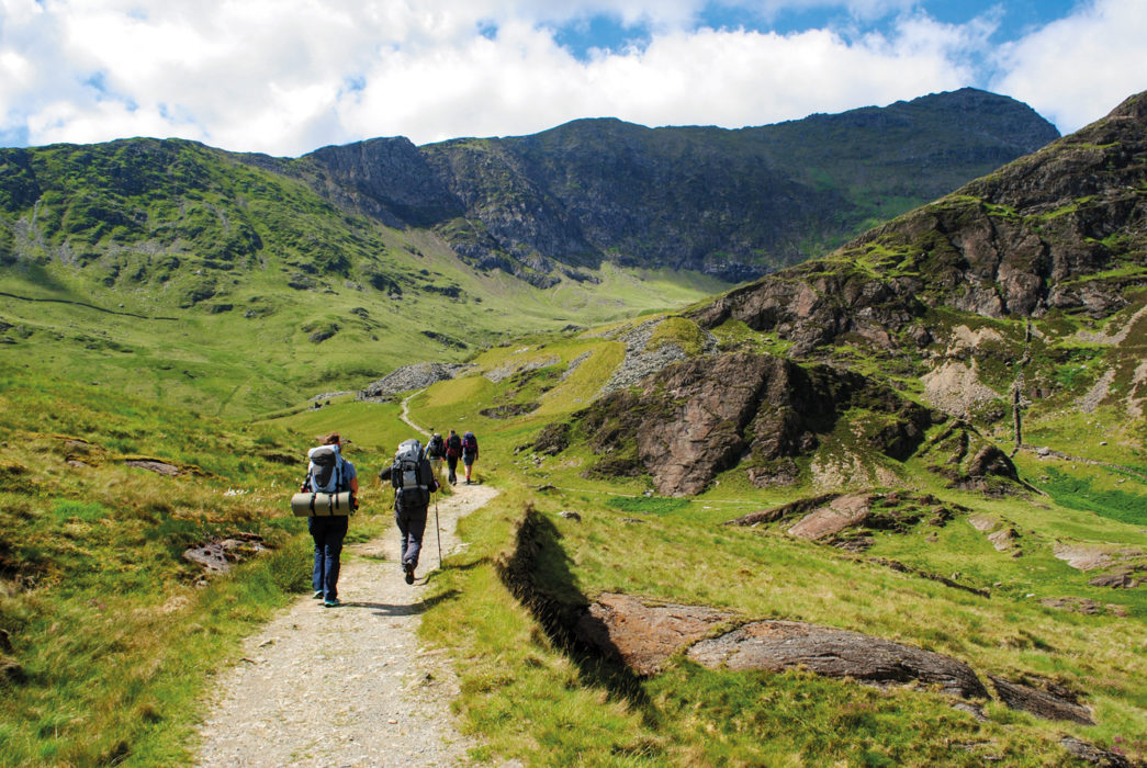 Heading Into Cwm Llan With The Quarry Workings And The Summit Of Snowdon Ahead