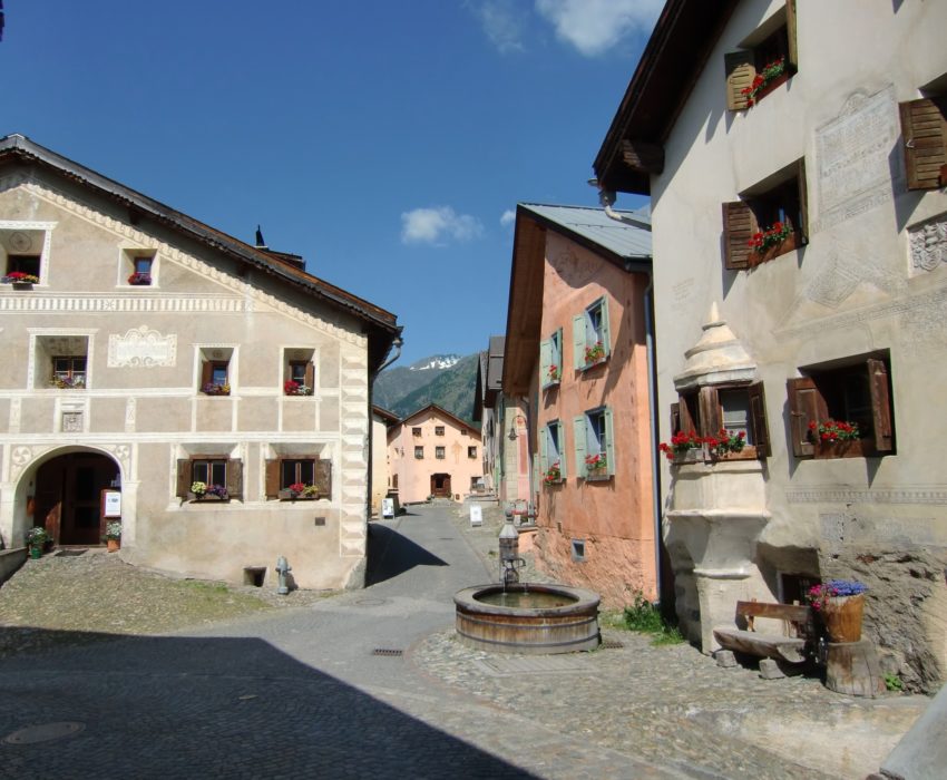 The old Romansch village of Guarda in the Lower Engadine