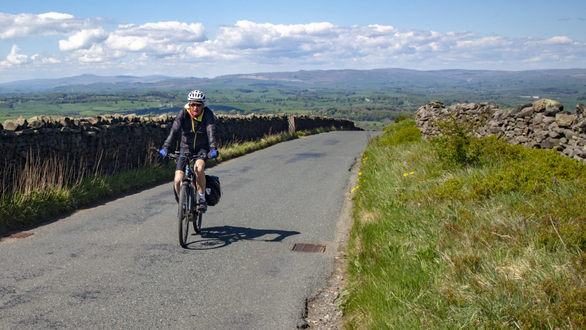 Topping out Earby Hill on the e-bike without any sign of distress