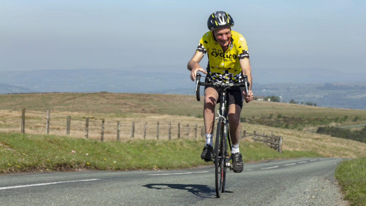 Topping out on Crown Point Road after a long climb – but still happy