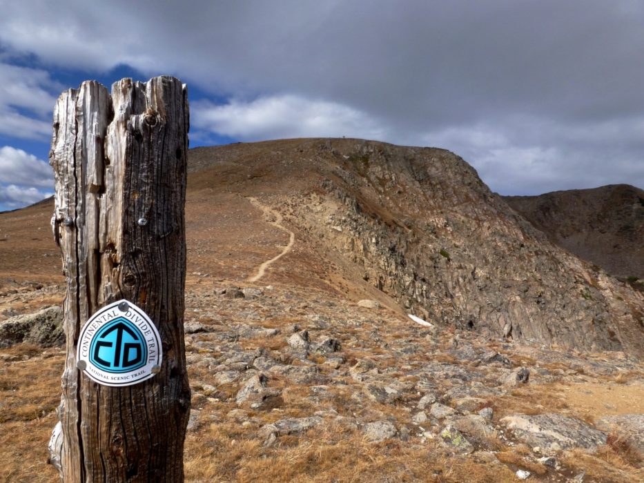 CDT trail post: Trail marking quality on the Continental Divide Trail can vary wildly. This portion in central Colorado is as good as it gets.