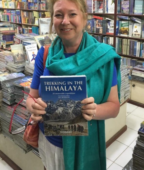 Clare with one of our books in Kathmandu