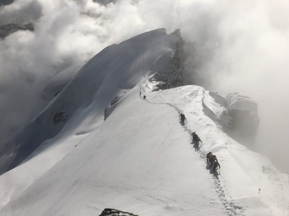 Looking Down The Upper Section Of The Hohlaubgrat On The Allalinhorn Switzerland