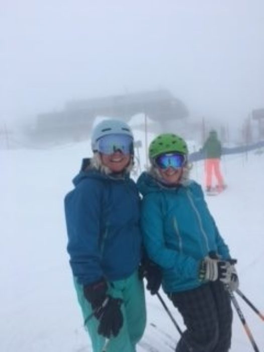 Laura skiing