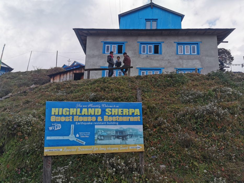 An earthquake resistant building in Deurali. The wifi signs seemed to be offering false promises.