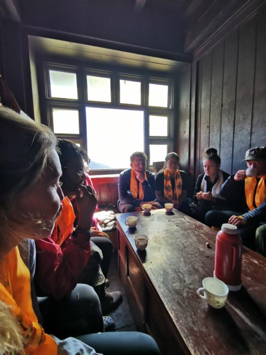 If anyone ever offers you a cup of salt butter tea say no. However, it was a privilege to be invited into the kitchen and we enjoyed chatting to a monk in an incongruous Mountain Hardware fleece.