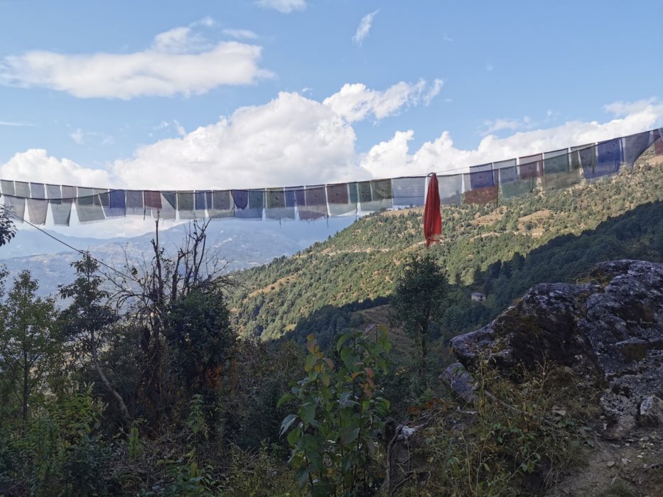 Prayer flags offering prayers to the wind