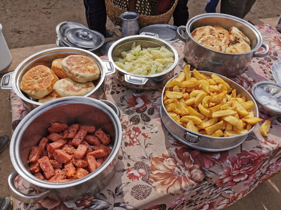 Some of the incredible food we ate. Spam and chips!